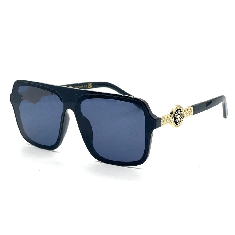 Men Sunglasses Classy Square‎ Dark Black Lens Cholo Style Hip Hop Flat Top Gold